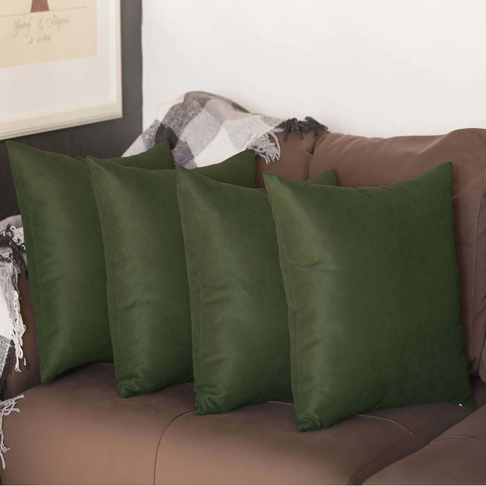 Honey Set of 4 Decorative Throw Pillow Cover Solid Color Lumbar & Square Pillowcase for Couch, Bedding