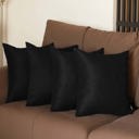 Black 16X16" Honey Set of 4 Decorative Throw Pillow Cover Solid Color Lumbar & Square Pillowcase for Couch, Bedding