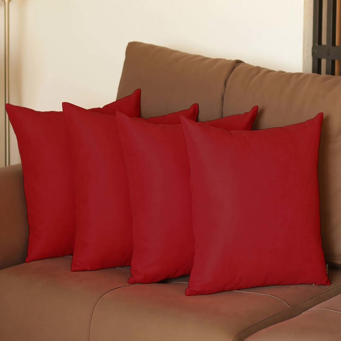 Honey Set of 4 Decorative Throw Pillow Cover Solid Color Lumbar & Square Pillowcase for Couch, Bedding