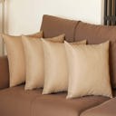Beige 16X16" Honey Set of 4 Decorative Throw Pillow Cover Solid Color Lumbar & Square Pillowcase for Couch, Bedding