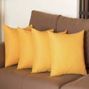 Yellow 16X16" Honey Set of 4 Decorative Throw Pillow Cover Solid Color Lumbar & Square Pillowcase for Couch, Bedding