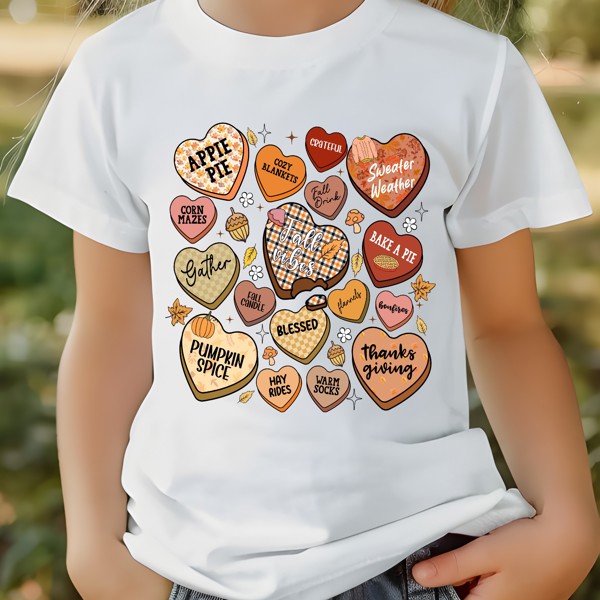 Kids Fall Conversation Hearts Tee