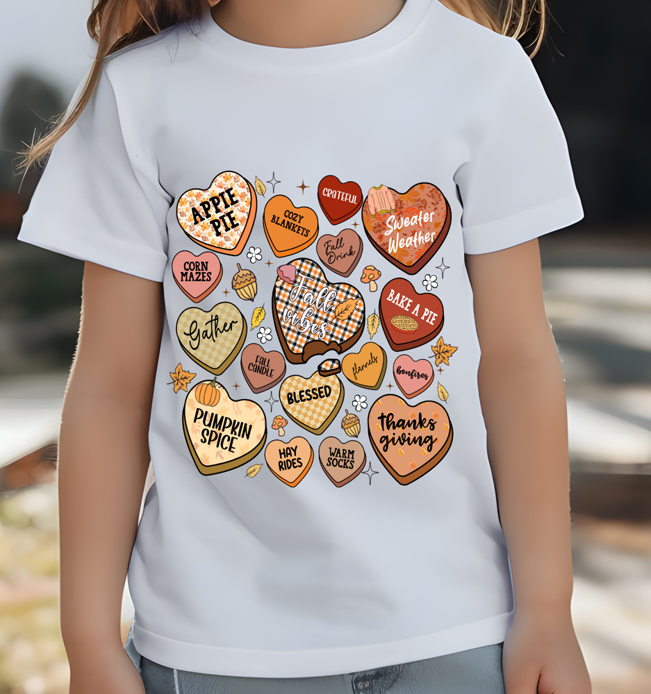 Kids Fall Conversation Hearts Tee