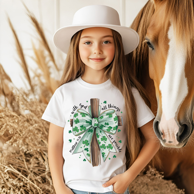 Kids St Patrick's Cross and Bow Tee