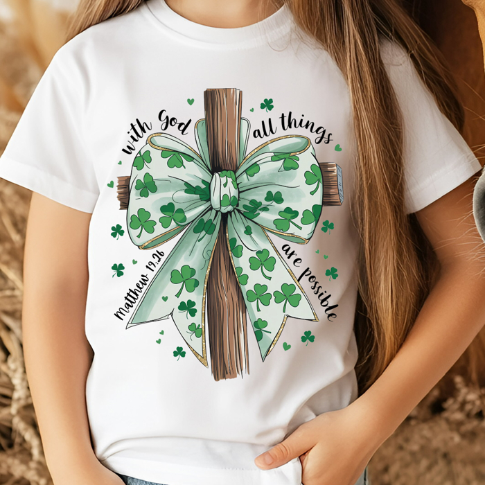 Kids St Patrick's Cross and Bow Tee