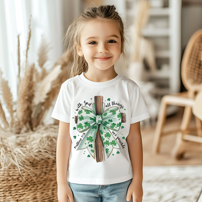 Kids St Patrick's Cross and Bow Tee