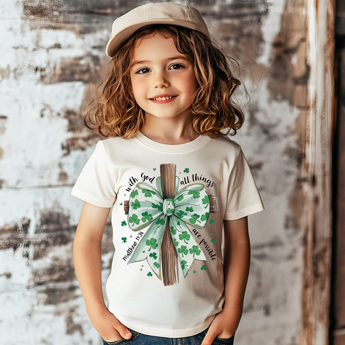 Kids St Patrick's Cross and Bow Tee