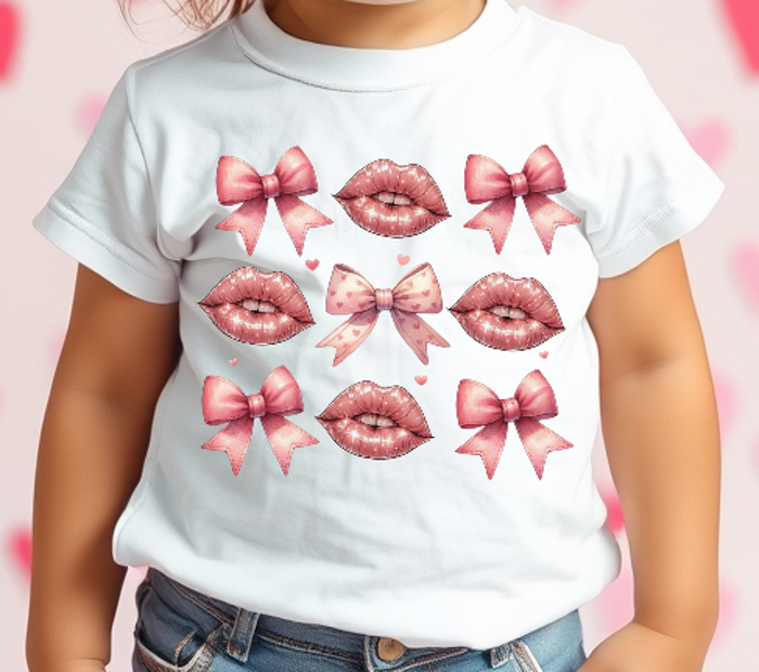 Toddler Coquette Lips & Bows Valentine's Tee