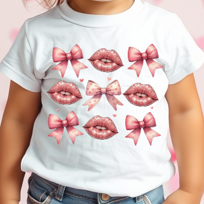 Toddler Coquette Lips & Bows Valentine's Tee