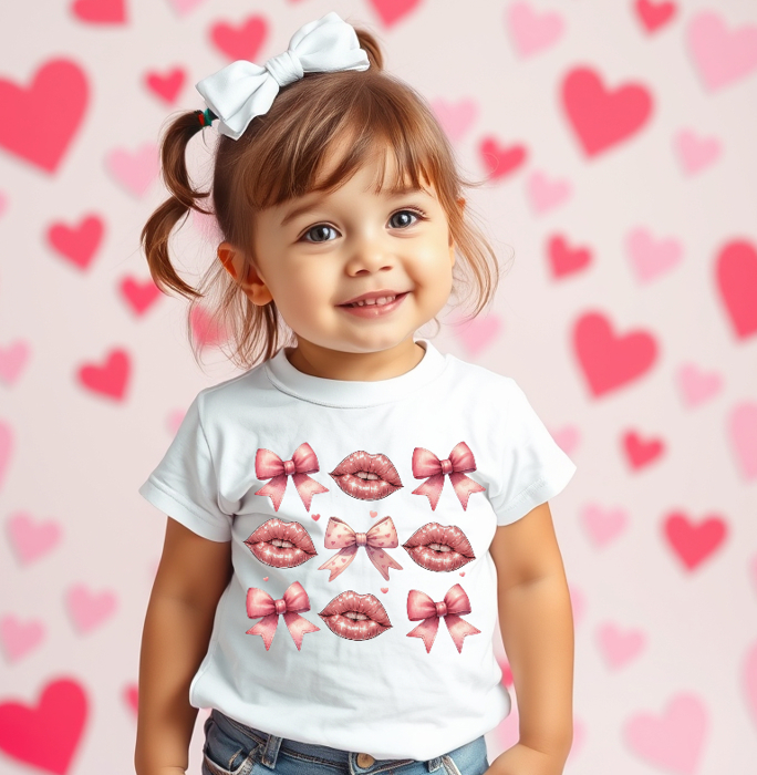 Toddler Coquette Lips & Bows Valentine's Tee