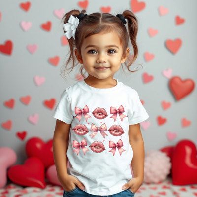 Toddler Coquette Lips & Bows Valentine's Tee