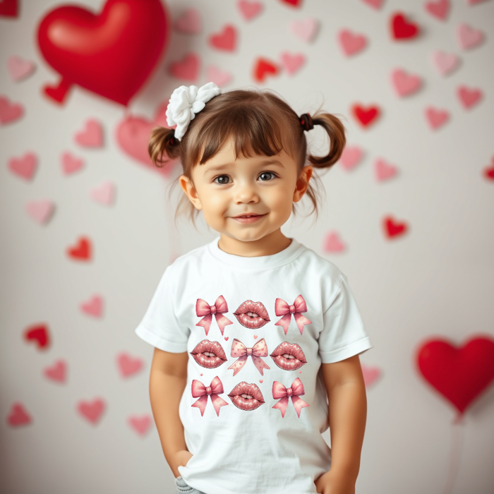 Toddler Coquette Lips & Bows Valentine's Tee