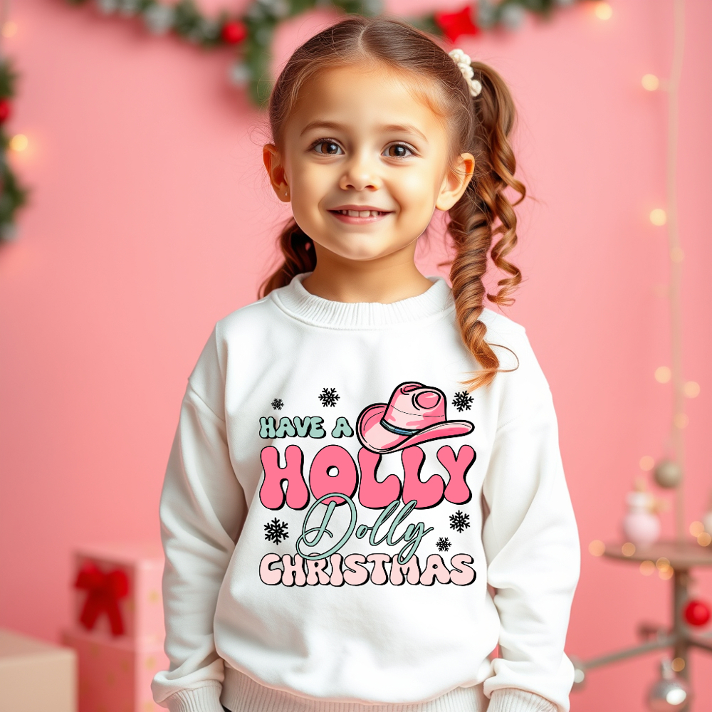 Kids Holly Dolly Christmas Sweatshirt