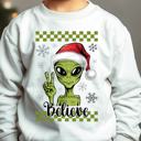  Kids Believe Alien Christmas Sweatshirt