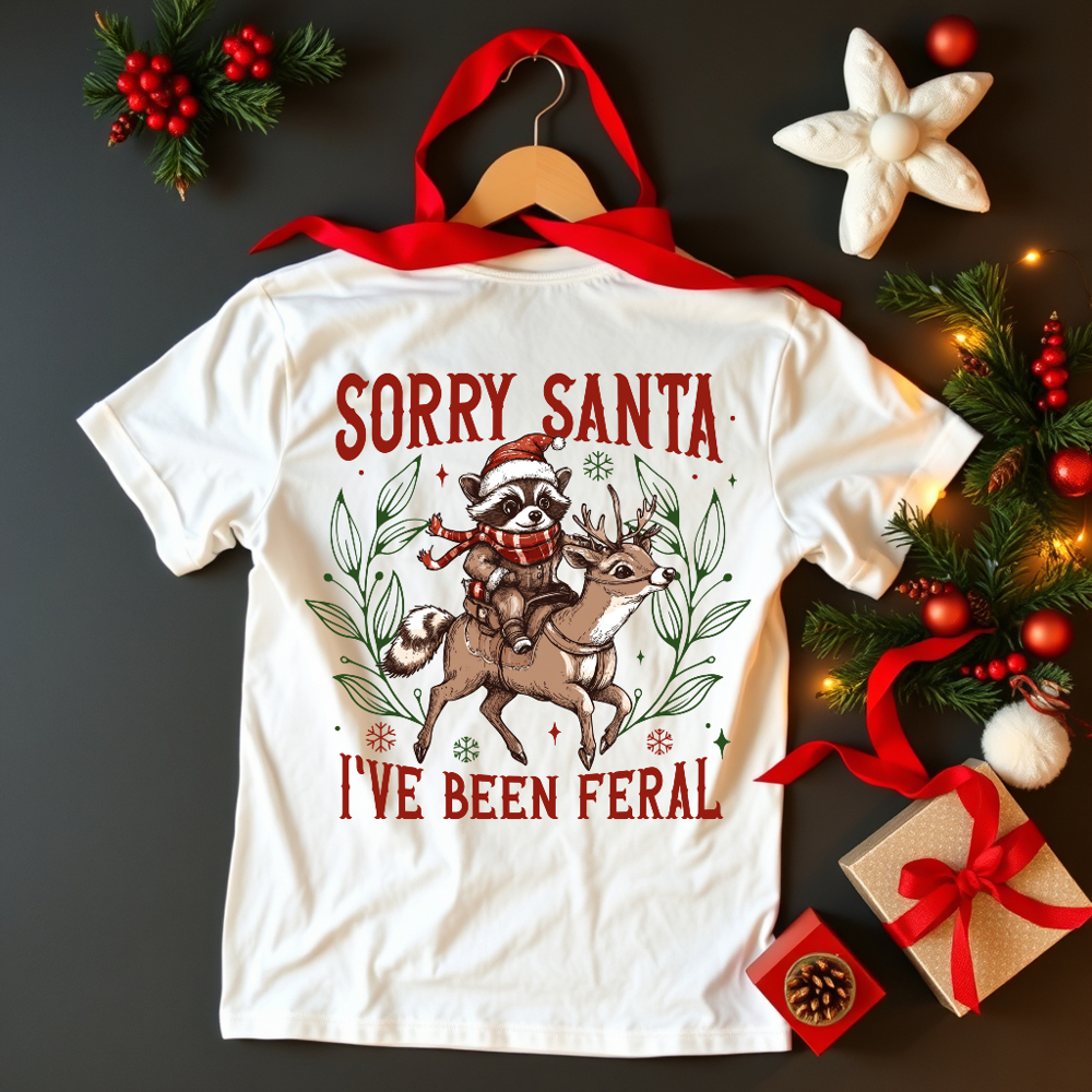 Kids Sorry Santa, I've Been Feral Tee