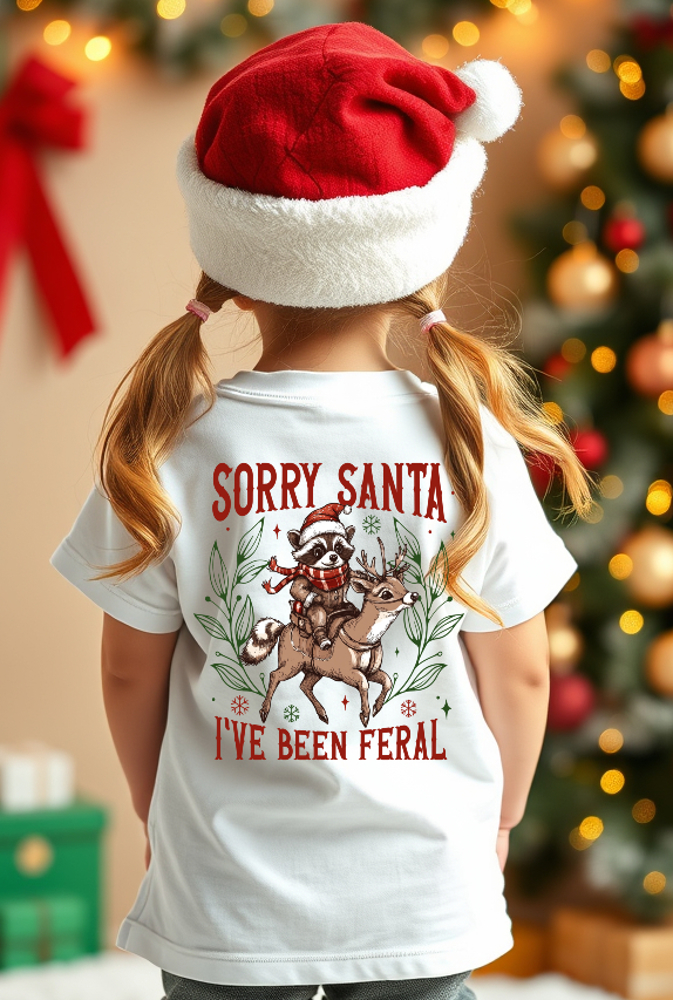 Kids Sorry Santa, I've Been Feral Tee