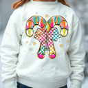  Kids Watercolor Candy Cane Sweatshirt