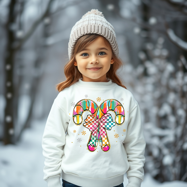 Toddler Watercolor Candy Cane Sweatshirt