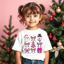  Toddler Watercolor Coquette Christmas Tee