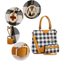 Womens Mustard MKF Collection Gabriella Checkers Handbag with Wallet by Mia K.