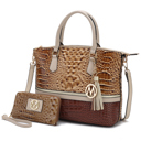 Womens Taupe Coffee MKF Collection Autumn Tote Bag and Wallet Set