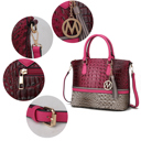 Womens Gray Pink MKF Collection Autumn Tote Bag and Wallet Set