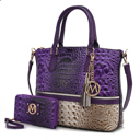 Womens Purple MKF Collection Autumn Tote Bag and Wallet Set