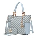 Light Blue Printed MKF Collection Merlina Tote Bag and Wallet Set By Mia K.