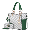 Green Printed MKF Collection Merlina Tote Bag and Wallet Set By Mia K.