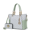 Mint Printed MKF Collection Merlina Tote Bag and Wallet Set By Mia K.