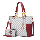 Red Printed MKF Collection Merlina Tote Bag and Wallet Set By Mia K.