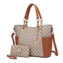 Cognac Brown  Printed MKF Collection Merlina Tote Bag and Wallet Set By Mia K.