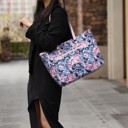 Navy Botanical MKF Collection Hallie Quilted Cotton Tote Bag By Mia K.