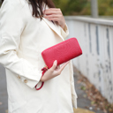 Burgundy Floral MKF Collection Ellie Genuine Leather Flower-Embossed Women’s Wristlet Wallet by Mia K 