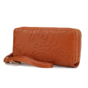 Camel Floral MKF Collection Ellie Genuine Leather Flower-Embossed Women’s Wristlet Wallet by Mia K 
