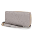 Light Gray Floral MKF Collection Ellie Genuine Leather Flower-Embossed Women’s Wristlet Wallet by Mia K 