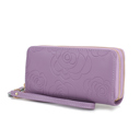 Lavender Floral MKF Collection Ellie Genuine Leather Flower-Embossed Women’s Wristlet Wallet by Mia K 