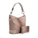 Womens Beige Wandy Shoulder Bag and Wallet Set