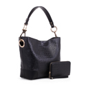 Womens Black Wandy Shoulder Bag and Wallet Set