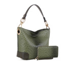 Womens Green Wandy Shoulder Bag and Wallet Set