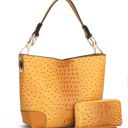 Womens Mustard Wandy Shoulder Bag and Wallet Set