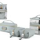 Light Blue MKF Collection Emma Cosmetic Case and Set by Mia K.