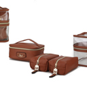 Cognac Brown MKF Collection Emma Cosmetic Case and Set by Mia K.