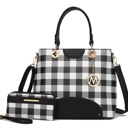 Womens Black MKF Collection Gabriella Checkers Handbag with Wallet by Mia K.