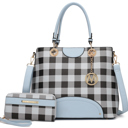 Womens Light Blue MKF Collection Gabriella Checkers Handbag with Wallet by Mia K.