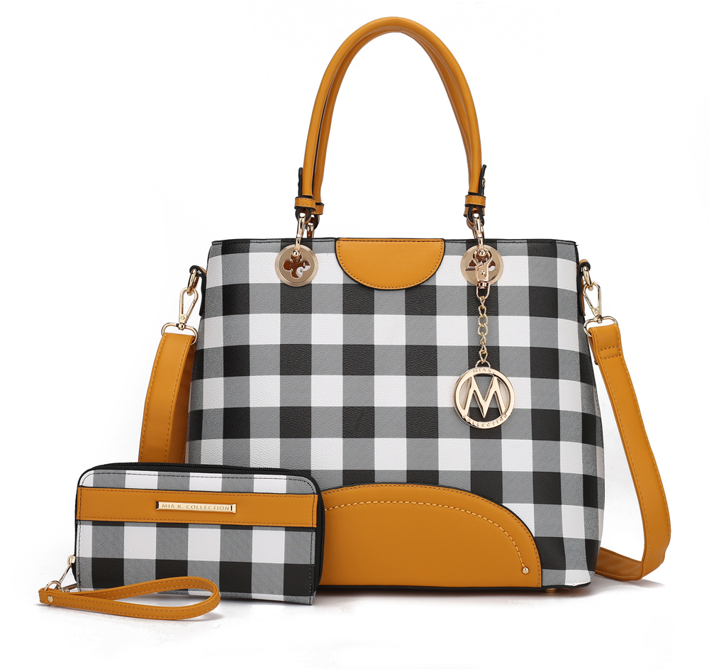 MKF Collection Gabriella Checkers Handbag with Wallet by Mia K.