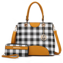 Womens Mustard MKF Collection Gabriella Checkers Handbag with Wallet by Mia K.