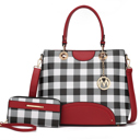 Womens Red MKF Collection Gabriella Checkers Handbag with Wallet by Mia K.