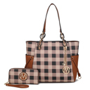 Cognac Brown Brown MKF Collection Yale Tote Bag with Wallet Set 