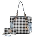 Light Blue Blue MKF Collection Yale Tote Bag with Wallet Set 